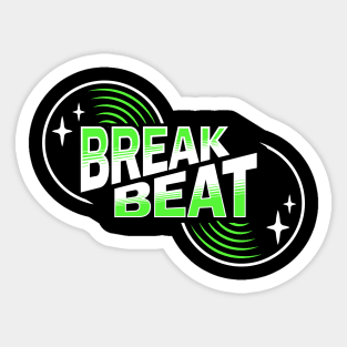 BREAKBEAT  - Retro Vinyl (Green) Sticker